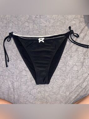 wild fable Black Bikini Bottom with White Trim and Bow Accent